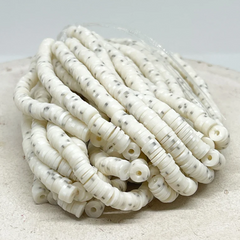 1 Strang Heishi Perlen, Polymer Clay Perlen Scheiben 6mm - Ivory