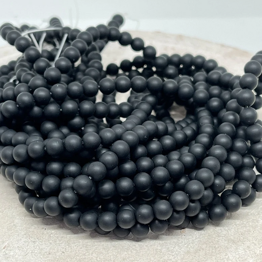 Matte schwarze Achat Perlen 4/6/8 mm D43