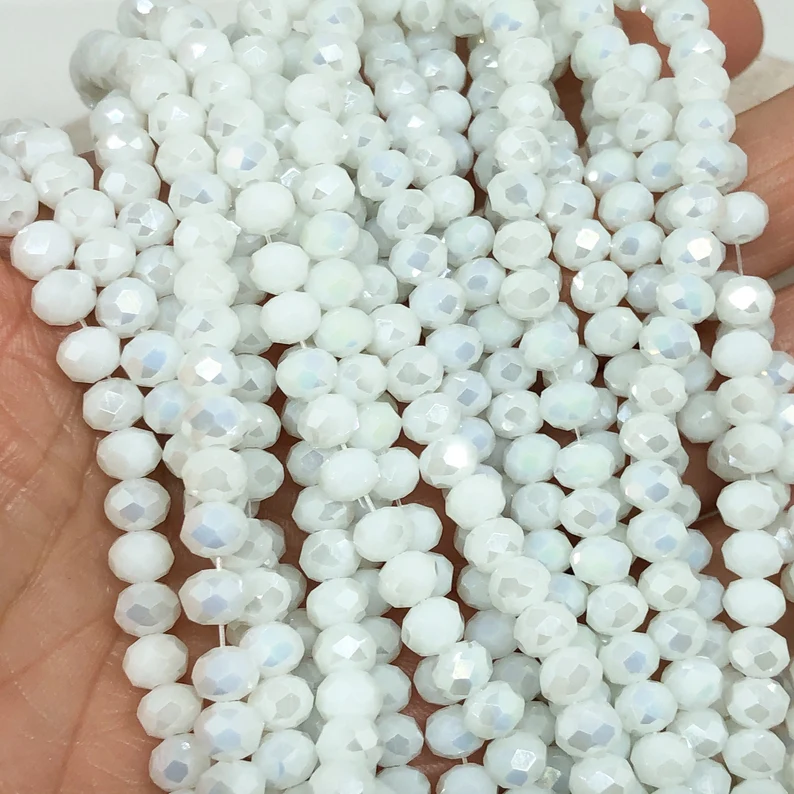 88 St. Kristallperlen 6mm PearlWeiß facettierte Perlen Nr. B18