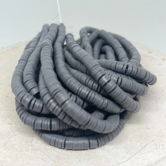 Heishi Perlen Polymer Clay Perlen in Grau