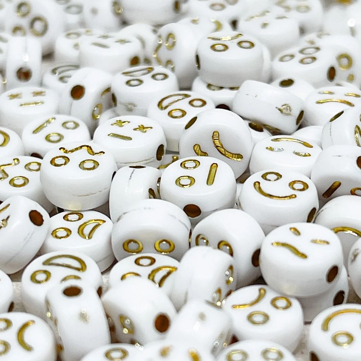 Perlen mit Happy Face für Armband lachendes Gesicht 7mm - Weiß Gold