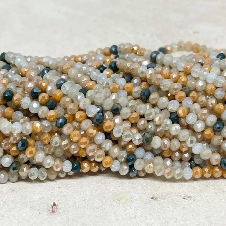 Glasschliffperlen 3mm  Weiß/Beige gemischt