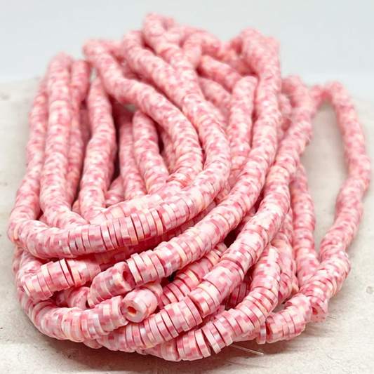 1 Strang Heishi Perlen, Polymer Clay Perlen Scheiben 6mm - Altrosa