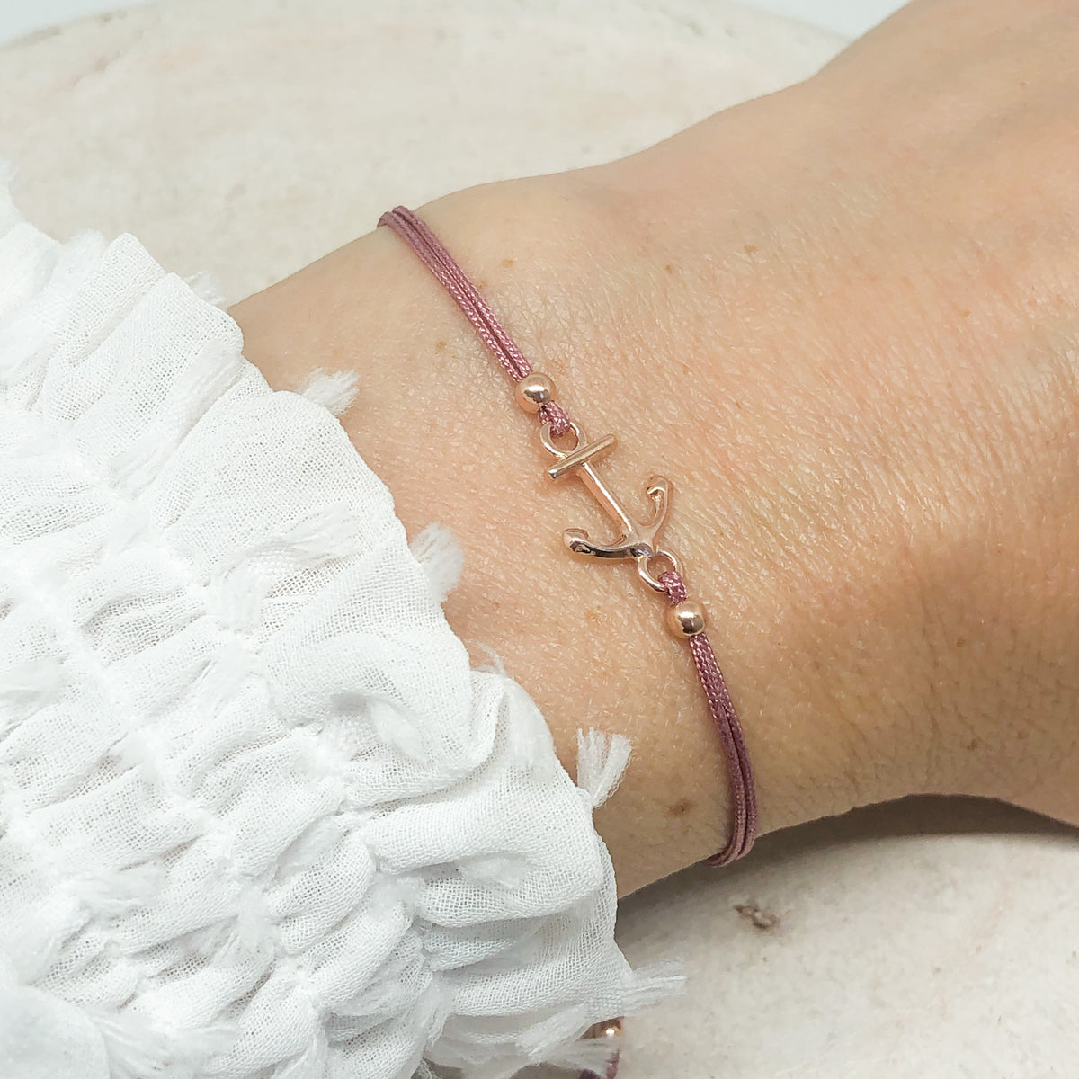 Armband mit Anker aus rosévergoldet 925 Sterling Silber, Filigrane Armbänder