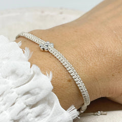Macramee Armband mit 925 Sterling Silber Perlen