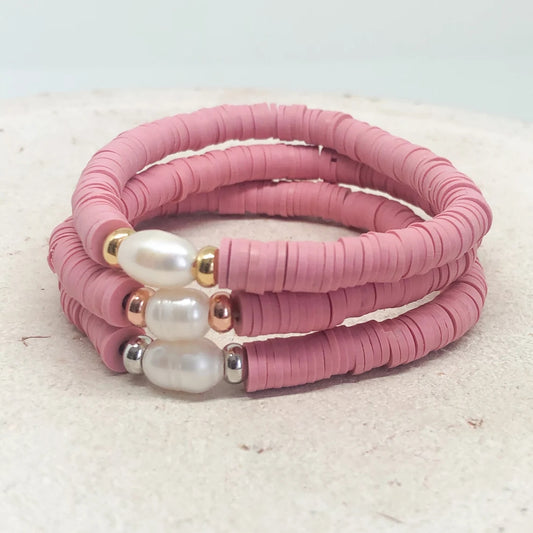 Armband mit Heishi Perlen  Altrosa