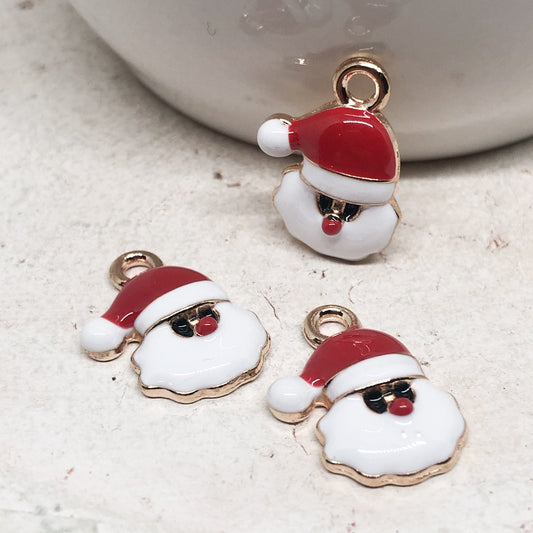 5 St. Nikolaus Anhänger, Emaille Anhänger Weihnachtsmann, Weihnachtsanhänger