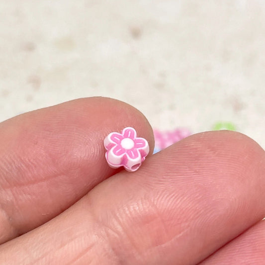 100 St. Acryl Blümchen, Blumen Perlen bunt gemischt