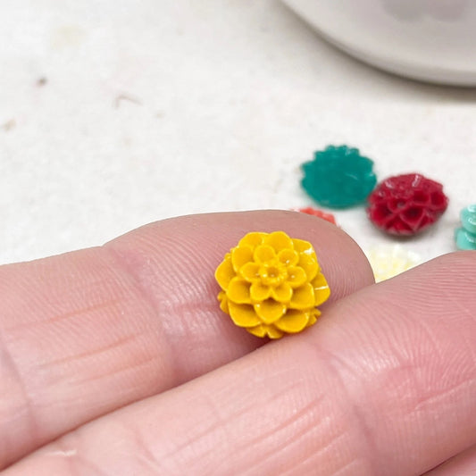 10 St. Resin Blümchen, Blumen Perlen Bunt gemischt