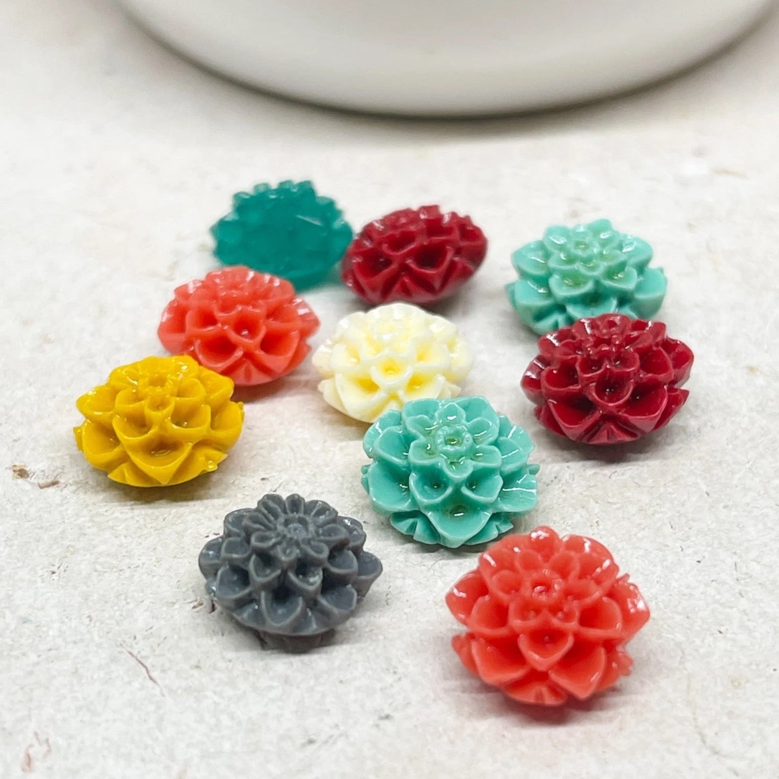 10 St. Resin Blümchen, Blumen Perlen Bunt gemischt