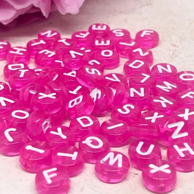 100 St. Buchstabenperlen Buchstaben 7mm - Pink