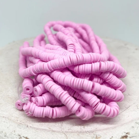 1 Strang Heishi Perlen, Polymer Clay Perlen Scheiben 6mm - Cerise Pink