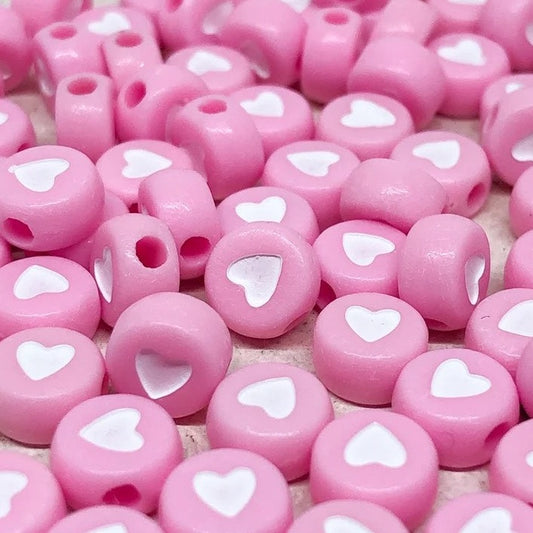 Acrylperlen mit Herz Perlen 7mm - Rosa