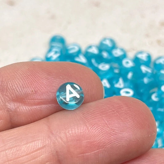 Buchstabenperlen 7mm Alphabet - Blau