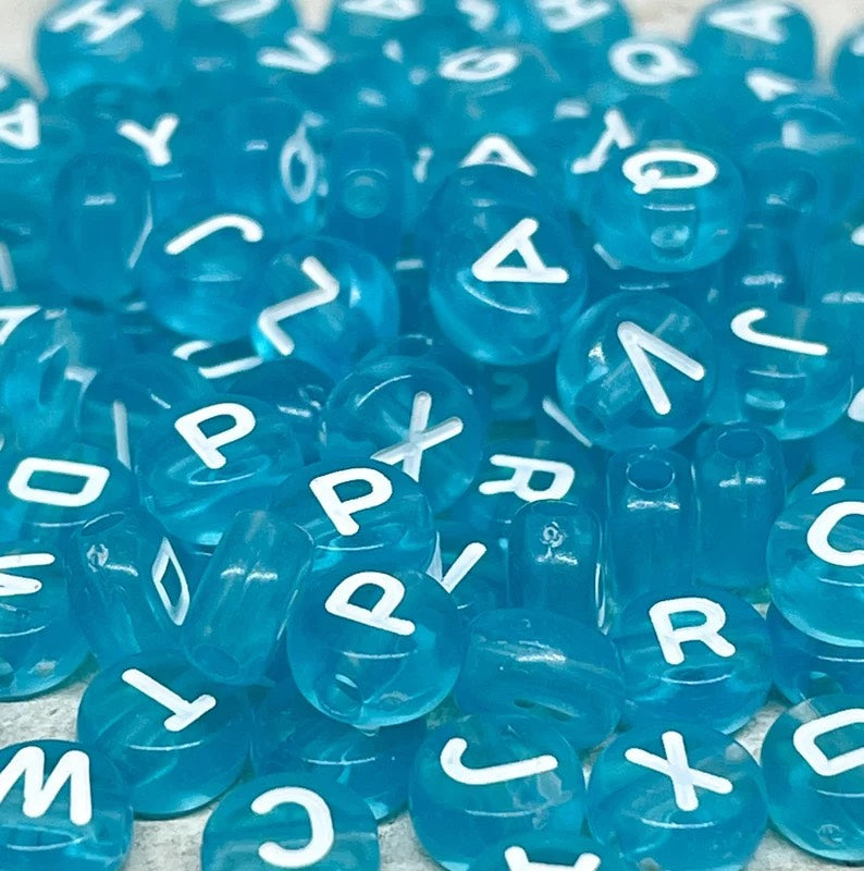 Buchstabenperlen 7mm Alphabet - Blau