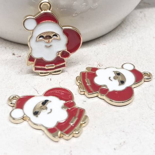 5 St. Nikolaus Anhänger, Emaille Anhänger Weihnachtsmann, Weihnachtsanhänger