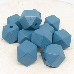 20 St. Polygon Spacer Perlen, Holz Perlen Polygon, facettierte Würfel aus Holz, 20mm achteckige Perlen, Polygon Perle Blau, Grau, Braun