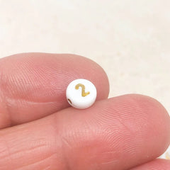 50 St. Perlen Zahlen Gold 7mm Perlen 0-9 Acrylzahl