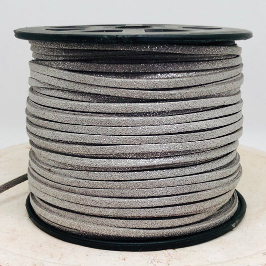 Veloursband 3mm 5m Farbe Silbergrau