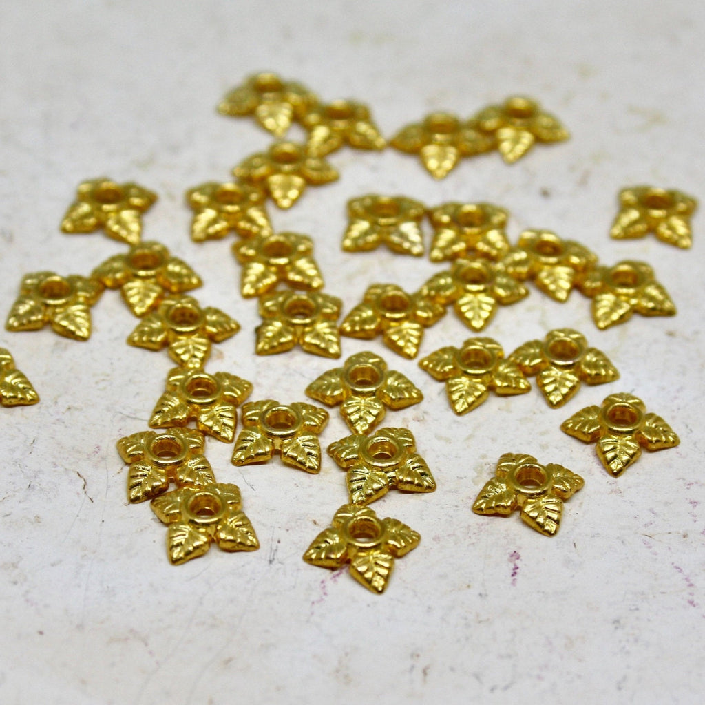 Perlenkappen Antik Blatt 50 St. - Goldfarben