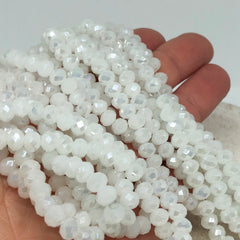 Kristallperlen 6mm 88 St., Glasschlliffperlen PearlWeiß, facettierte Perlen