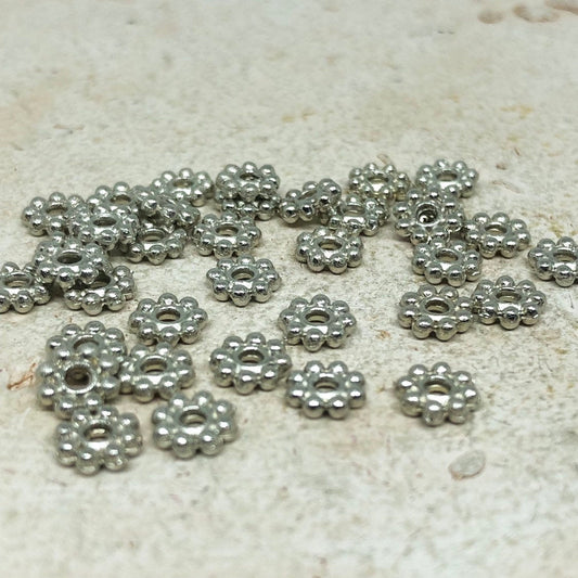 Spacer Perle 50 St. 5mm, Schneeflocke - Antiksilberfarben