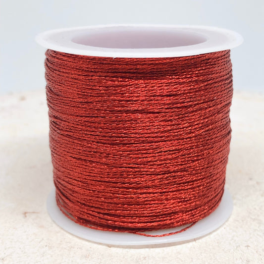 Macraméband 10m 0,5mm Rot Metallic