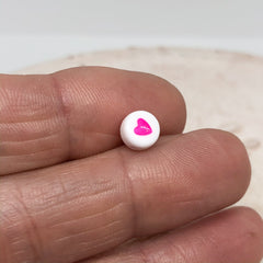 50 St. Acrylperlen mit Herz Perlen 7mm - Weiß Pink