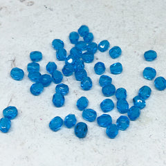 100 St. Böhmische Glasschliffperlen 4mm, geschliffene Glasperlen Mittel Blau