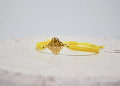 Drei Armbänder Gelb - Gold, Armband Set ,,Sommer", Geflochtene Armbänder, Armband mit Plätchen