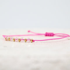 Drei Armbänder Neon Rosa-Gold, Geflochtene Armbänder, Armband mit Plätchen