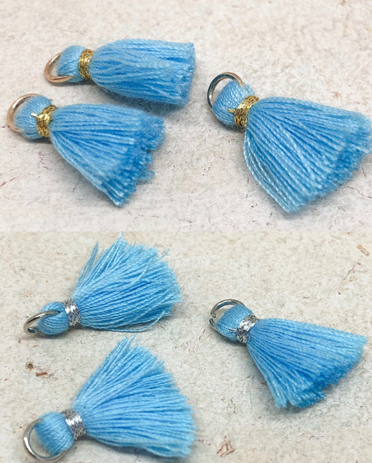 3 St. Quaste Hellblau /Silber, Gold, Tassel Blau, Quasten, kleine Quasten Hellblau