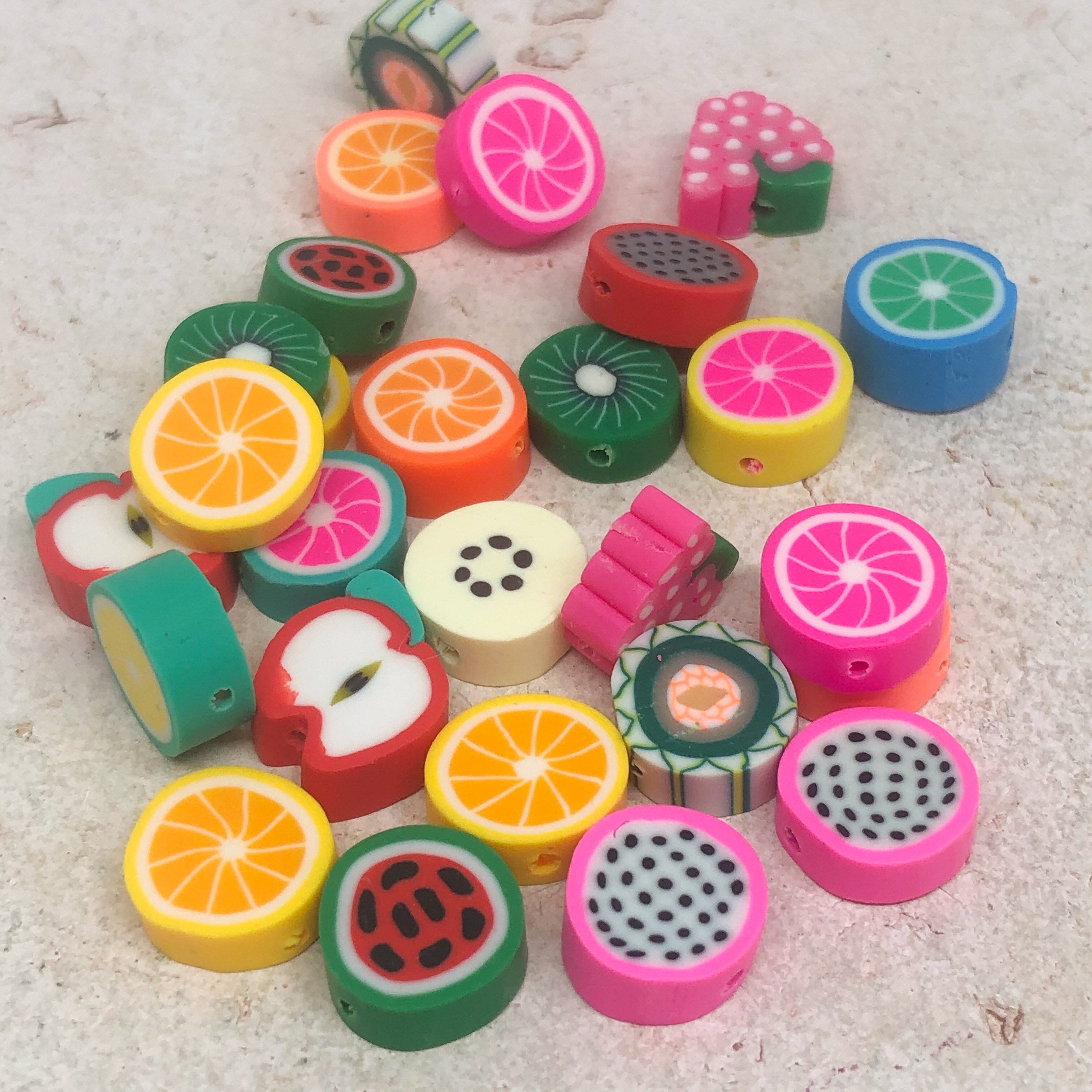 Polymer Clay Frucht Perlen, Obstperlen, Frucht Spacer Perlen