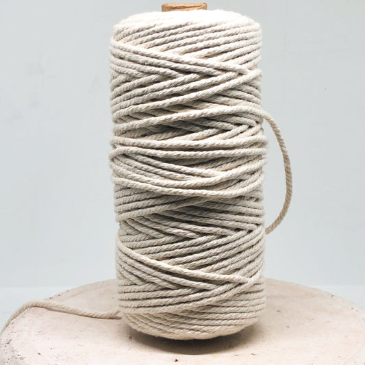 Macrameeband 3mm Baumwolle gedreht 10m Creméweiss