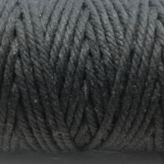 Macrameeband 2mm / 3mm Baumwolle gedreht 10m Schwarz