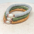 3 Armbänd mit Heishi Perlen