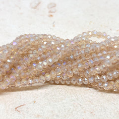 Kristallperlen 2mm/ 3mm, Hell Beige Rosa ab, Glasschliffperlen, facettierte Perlen, Perlen 3mm, Glasperlen 2mm
