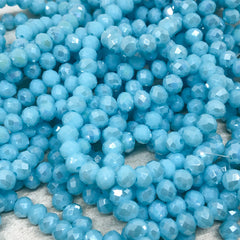 88 St. Kristallperlen 6mm Himel Blau Opak AB B15