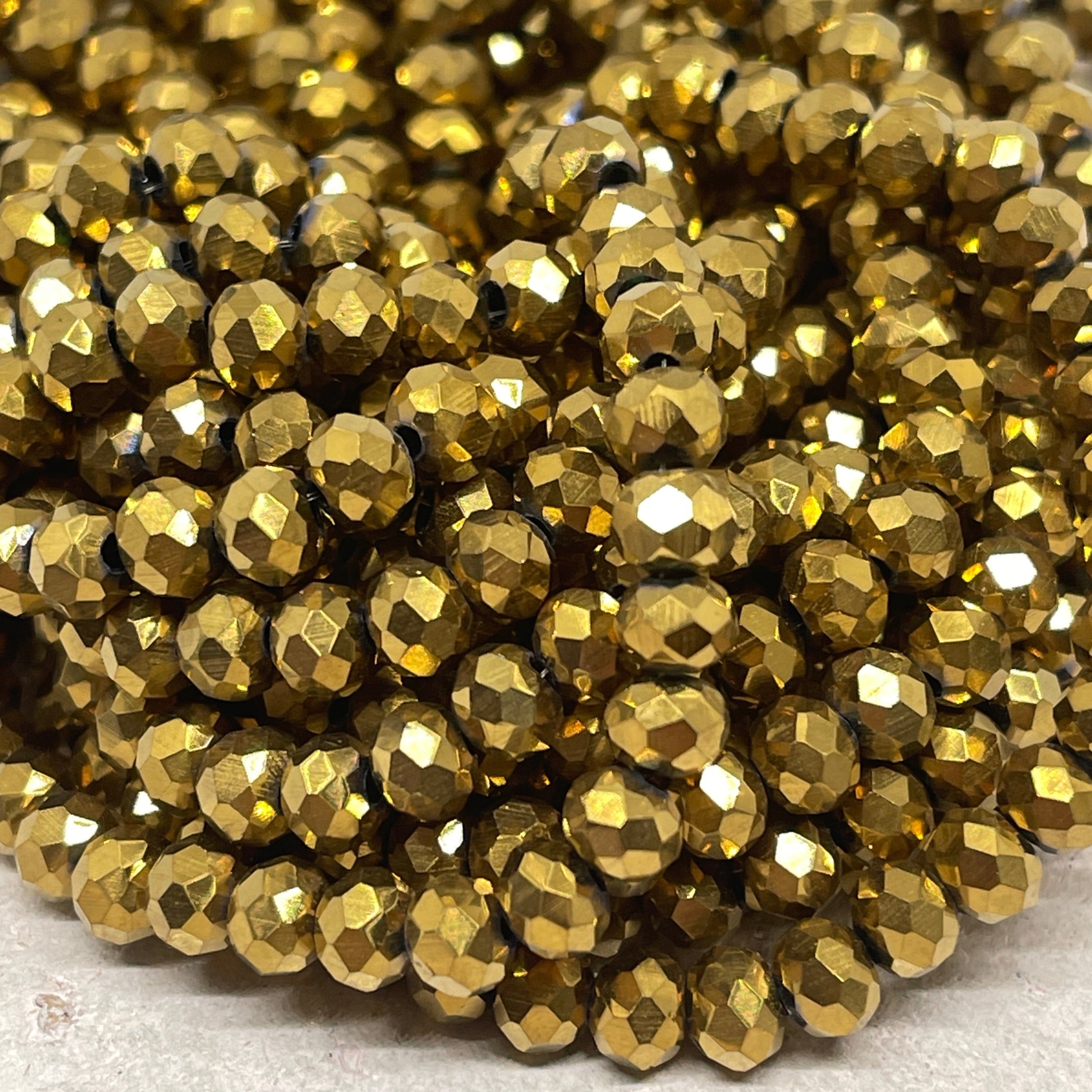 Kristallperlen 6mm Glasschliffperlen - Gold Metallic