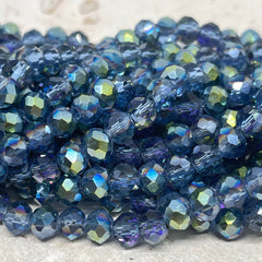 Kristallperlen 6mm 88 St. Glasschliffperlen Montana Blue