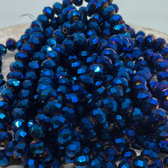 Kristallperlen 8mm 66 St., Perlen Metallic Blau, Glasschliffperlen blau