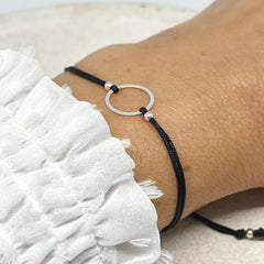 Armband mit Kreis aus 925 Sterling Silber, Filigranes Armband