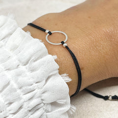 Armband mit Kreis aus 925 Sterling Silber, Filigranes Armband