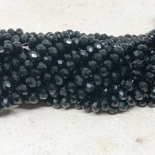 Glasschliffperlen 4mm, Kristallperlen Schwarz