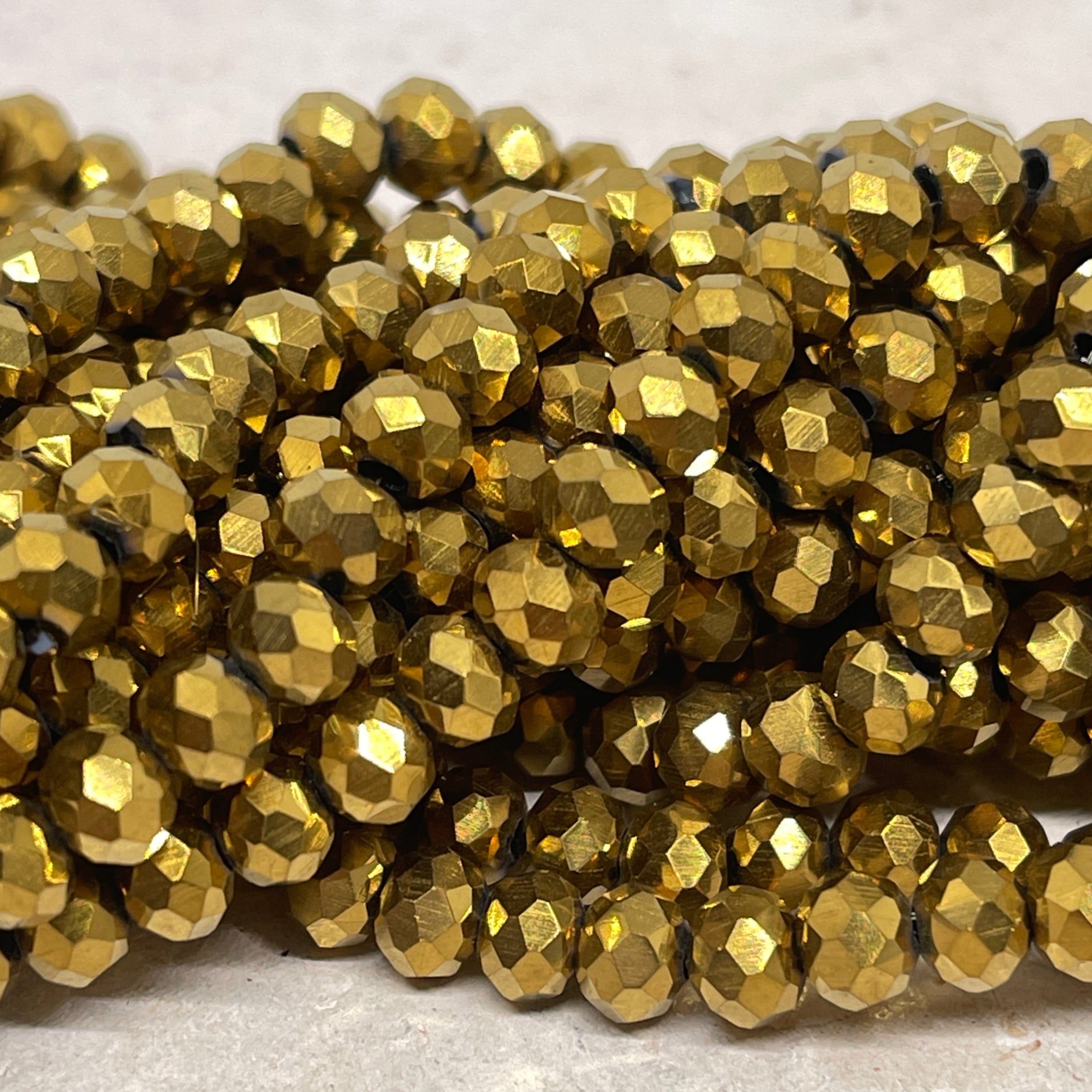 Kristallperlen 6mm Glasschliffperlen - Gold Metallic