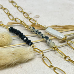 Armkette mit Jaspis Perlen und Büroklammer Kette