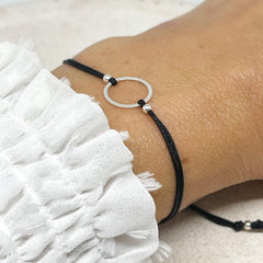 Armband mit Kreis aus 925 Sterling Silber, Filigranes Armband