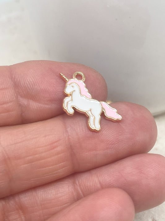 Einhorn Anhänger, 5 St. Emaille Anhänger Einhorn