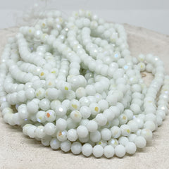 Kristallperlen 6mm 88 St., Glasschliffperlen Weiß, facettierte Perlen, Weiße Glasperlen 6mm