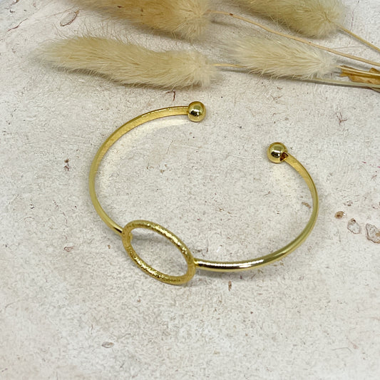 Vergoldeter Armreif mit Kreis aus Messing, Geometrischer Schmuck